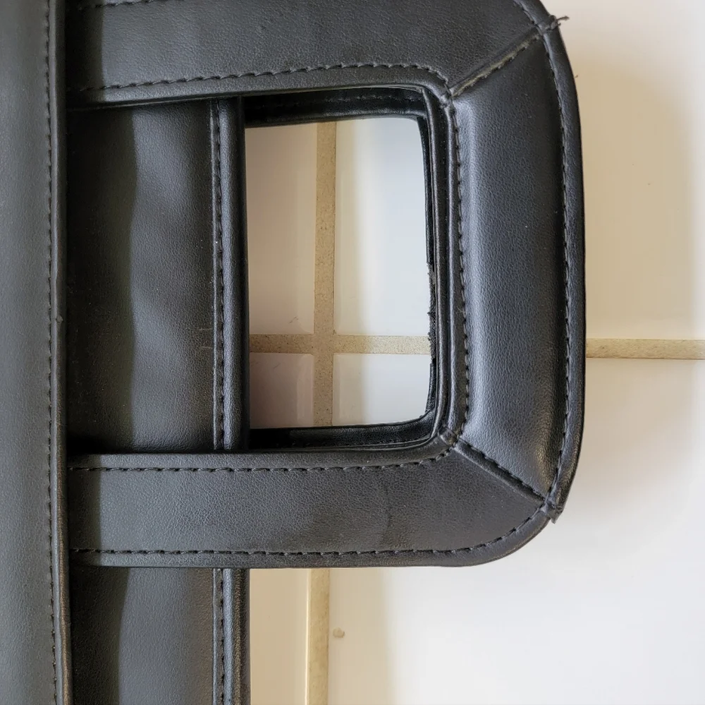 Black Foray Faux Leather Compartment/Organizer Bag